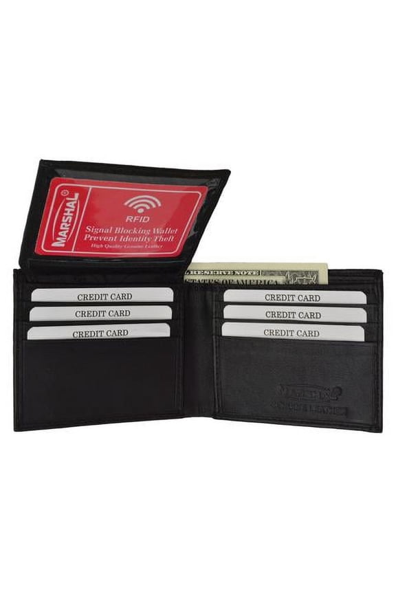 Men's Premium Genuine Leather Flap Up ID Slim Bifold Wallet RFID P 53