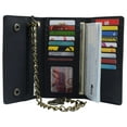 thumbnail image 1 of RFID Blocking Men's Tri-fold Vintage Long Style Cow Leather With Chain card holder Wallet, 1 of 46