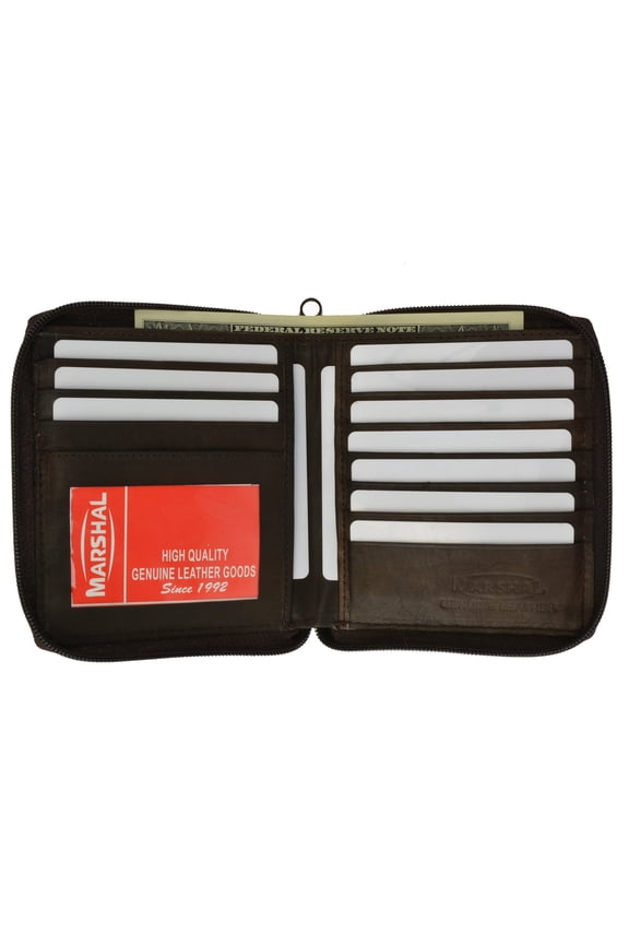 RFID Blocking Mens Leather Zippered Wallet RFID 702 (C)