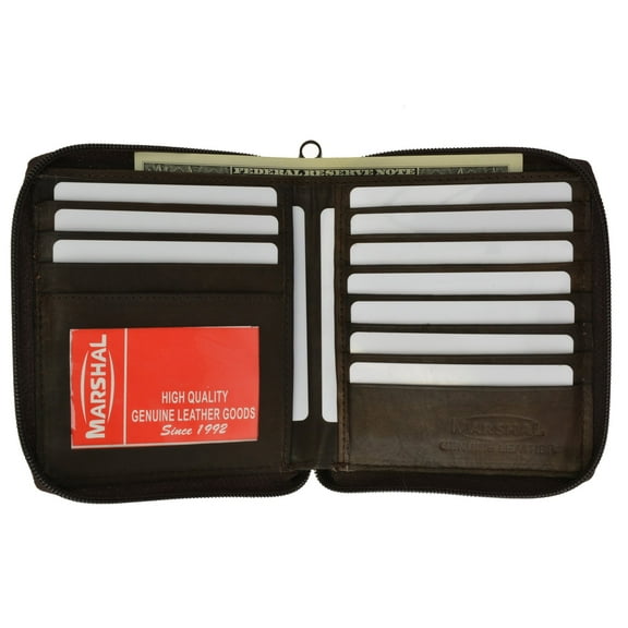 RFID Blocking Mens Leather Zippered Wallet RFID 702 (C)