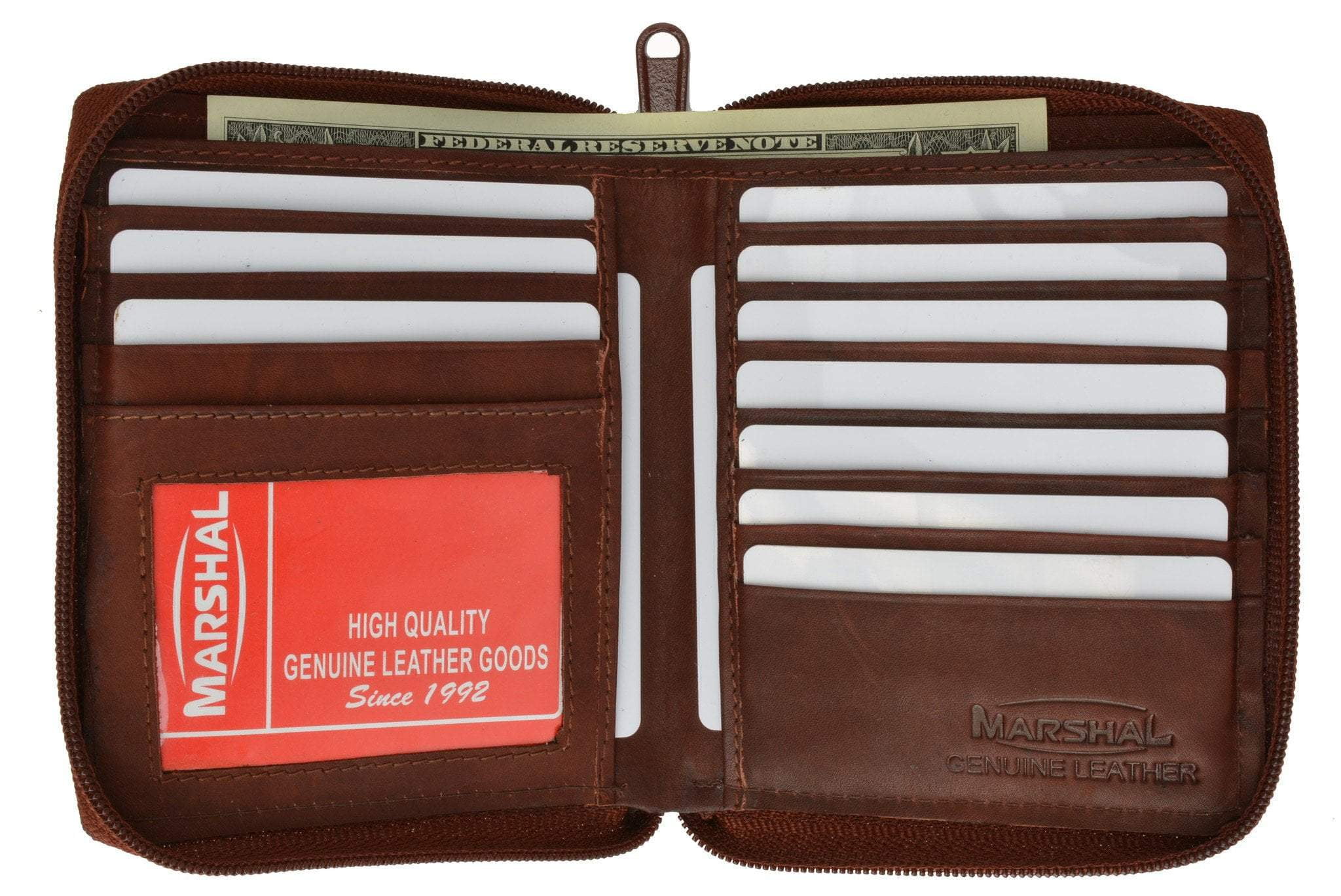 RFID Blocking Mens Leather Zippered Wallet RFID 702 (C) - Walmart.com