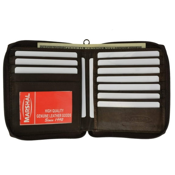 RFID Blocking Mens Leather Zippered Wallet RFID 702 (C)