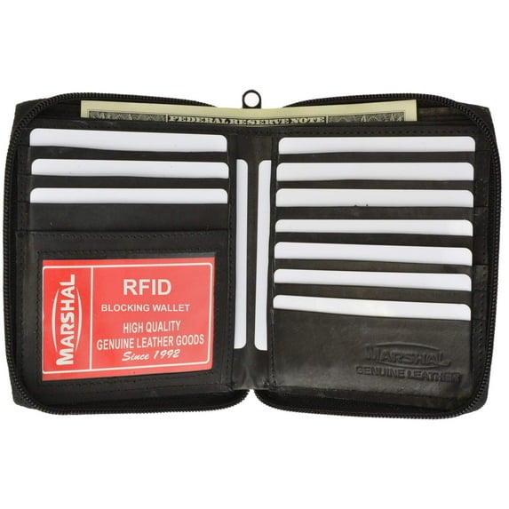 RFID Blocking Mens Leather Zippered Wallet RFID 702 (C)