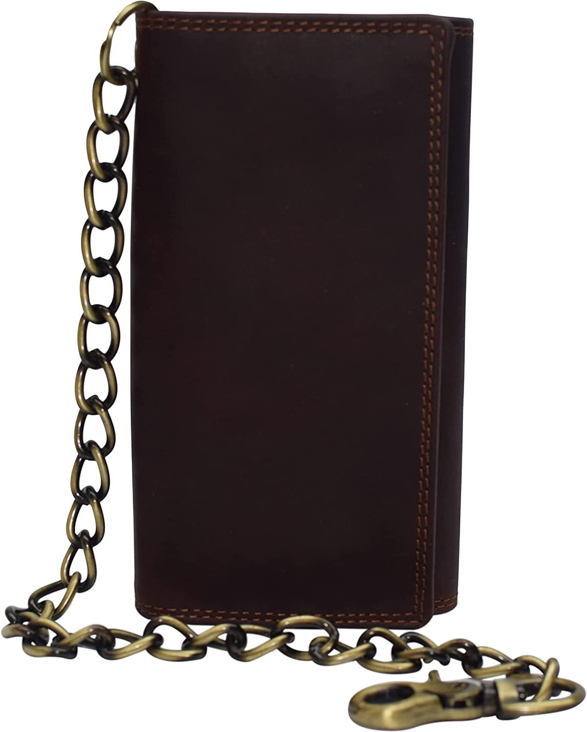 Tri fold leather wallets for men, brown recycled leather wallet