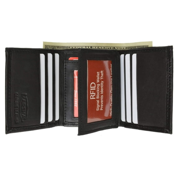 RFID Blocking Mens Trifold Leather Wallet RFID 1107 (C)