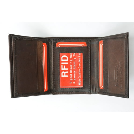 RFID Blocking Mens Trifold Leather Wallet RFID 1107 (C)