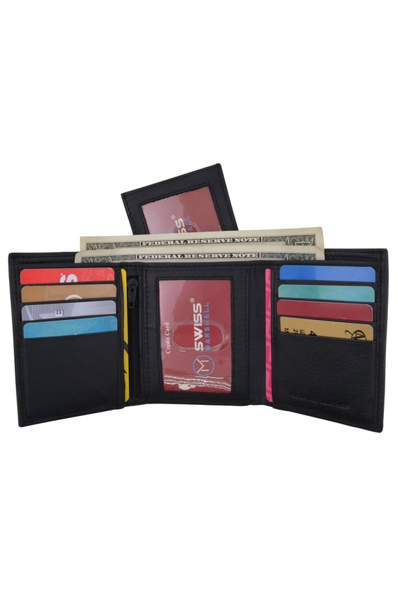 RFID Blocking Mens Trifold Wallet W/Removable Credit Card ID Holder