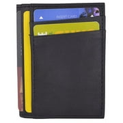 RFID Blocking Mini Wallet Genuine Leather Slim Front Pocket Wallet Ultra Thin Credit Card Holder Sleeve with ID Windows