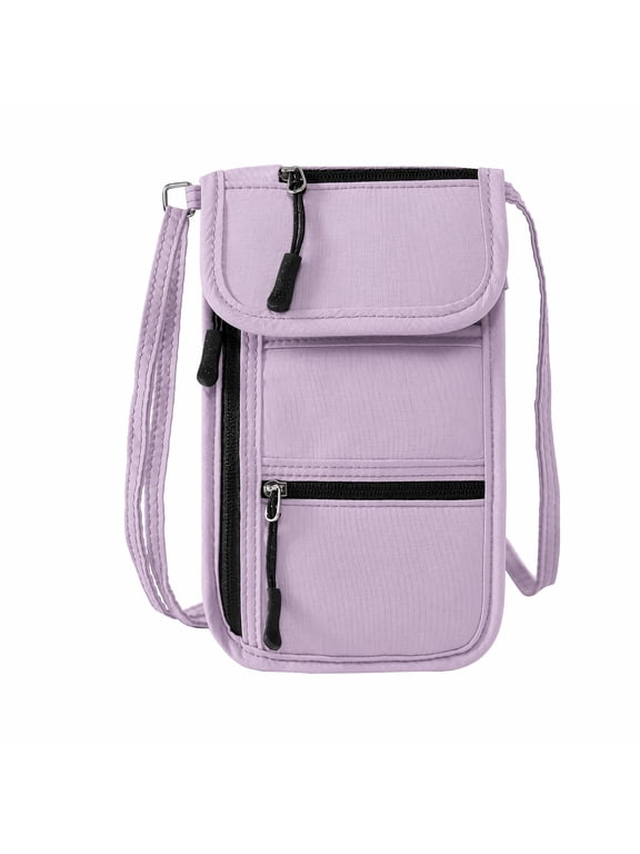 RFID Blocking Passport Holder Crossbody Bag, Travel Cell Phone Shoulder Pouch Mini Cross Body Purse with Adjustable Strap for Credit Cards ID Documents