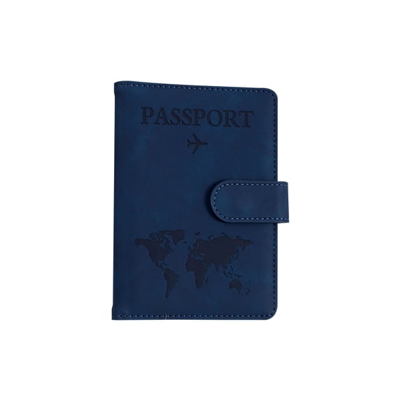 RFID Blocking Passport Holder,Leather Travel Wallet for Women and Men,Slim Passport Wallet,Portable Passport Cover Case for Cards Protector,Travel Document Holder Cover Accessories(Dark Blue)
