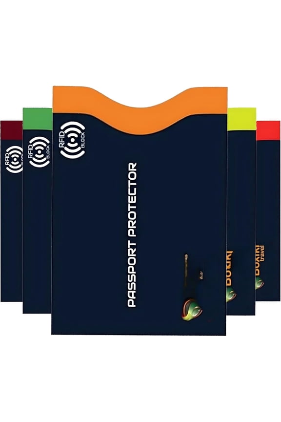 RFID Blocking Passport Sleeves (5-PCS) - Color-Coded Organizers for Identity Prevention - Navy Blue Passport Protector Sleeves for Men & Women