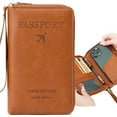 thumbnail image 1 of RFID Blocking Passport Wallet - Anti-Skimming Travel Organizer w/ 12 Card Slots & Ticket Pocket | TSA-Approved Leather Holder for IDs & Cash, 1 of 6