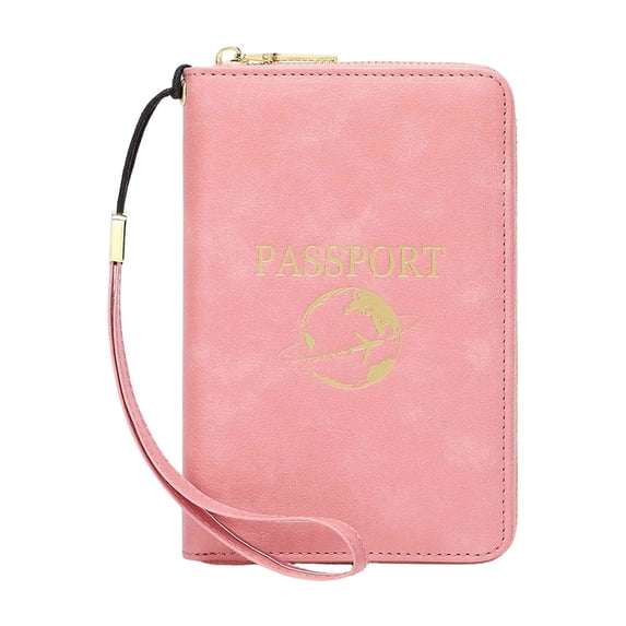 RFID-Blocking Passport Wallet, Slim Leather Travel Organizer for Women Men, Credit Card Holder with Zipper Closure And Tassel Keychain, Boarding Pass Ticket Holder, 1 Passport Holder
