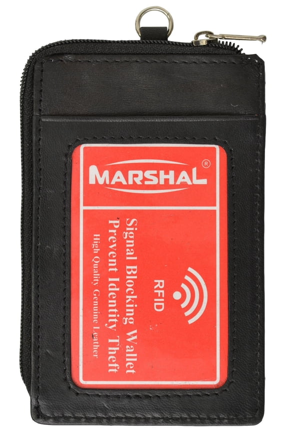 RFID Blocking Premium Genuine Leather Credit Card Holder Zipper ID Neck Wallet RFID P 470 (C)