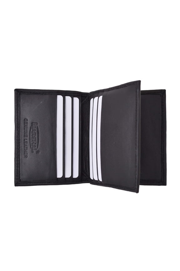 RFID Blocking Premium Genuine Leather Multi Credit Card Holder Wallet with Center Flap RFIDP74