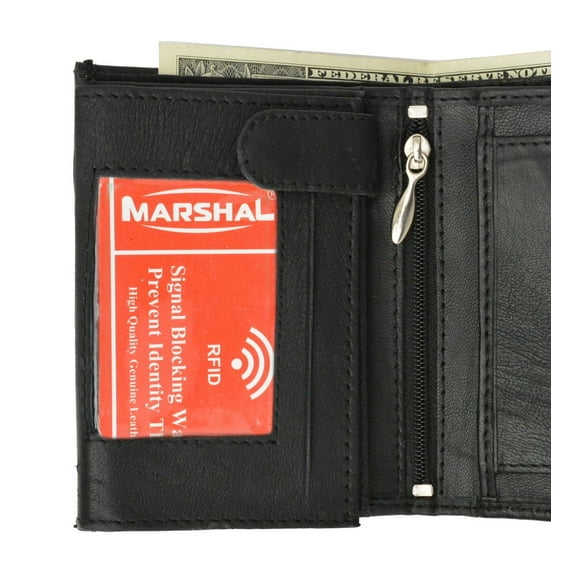 RFID Blocking Premium Leather European Style Bifold Trifold Wallet with ID Window RFID P 518 (C)