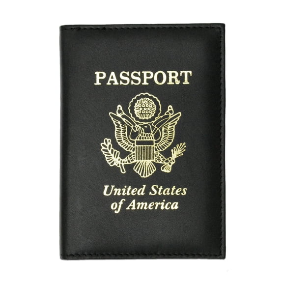 RFID Blocking Premium Leather United States Passport Holder Golden Print Emblem RFID P 601 USA (C)