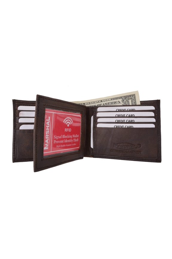 RFID Blocking Premium Soft Leather Croco Pattern  Men's Multi-Card Compact Center Flip Bifold Wallet RFIDP52CR (C)