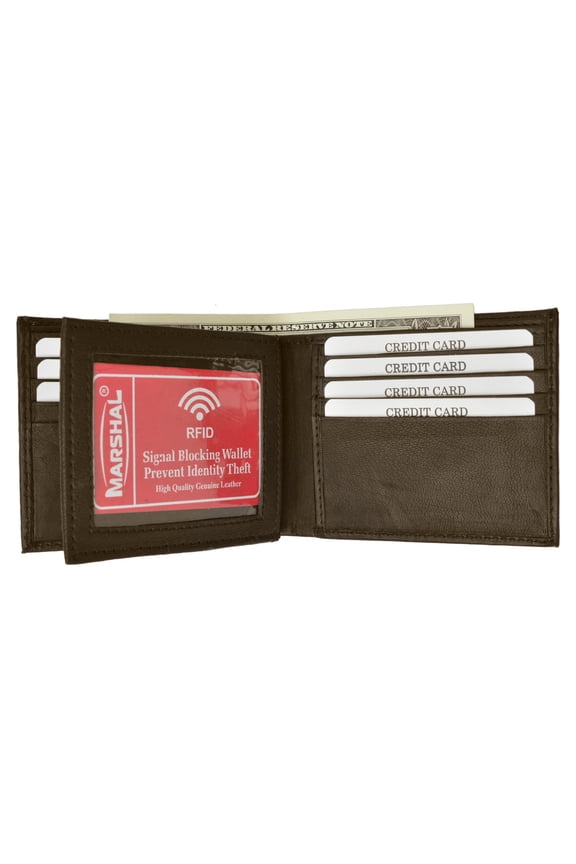 RFID Blocking Premium Soft Leather Men's Multi Card Compact Center Flip Bifold Wallet RFID P 52 (C)