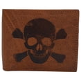 thumbnail image 1 of RFID Blocking Real Leather Slim Bifold Wallet Center ID Flap Window Engraved Logos Front Pocket Wallet for Men, 1 of 72