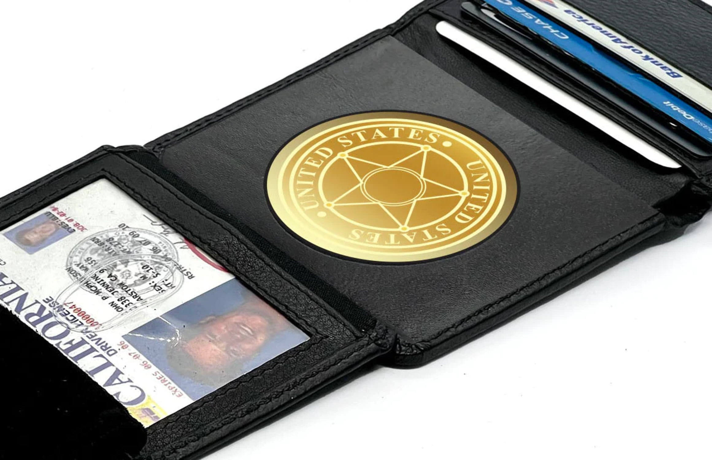 RFID Blocking Rounded Shield Badge Credit Card ID Holder Bifold Men's ...