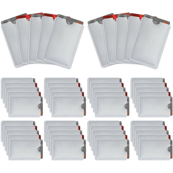 RFID Blocking Secure Credit Card Sleeves Pack Of 50 Contactless Card Protection Holders Credit Card ID Anti Theft WaterProof Protector- Silver