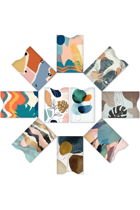 RFID Blocking Sleeves (10 RFID Blocking Sleeves, 10  Designs) Identity  Protection Travel Case Set (Abstract Style