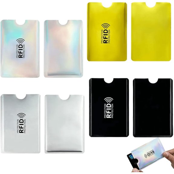 RFID Blocking Sleeves for Credit Cards and Debit Cards，4 | Identity Theft Protection Card Sleeves Set, Slim Lightweight RFID Protection Sleeves for Bank Cards, ID Cards, Passport Cards