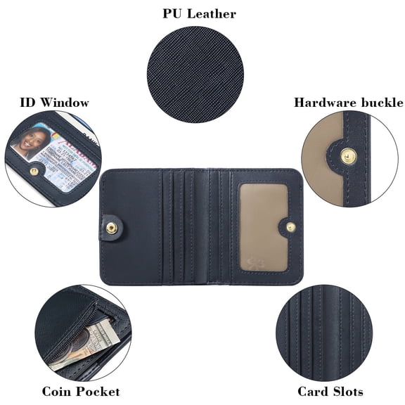 RFID Blocking Slim Bifold Wallet - 8 Colors Faux Leather Credit Card Holder with Coin Pocket for Men & Women
