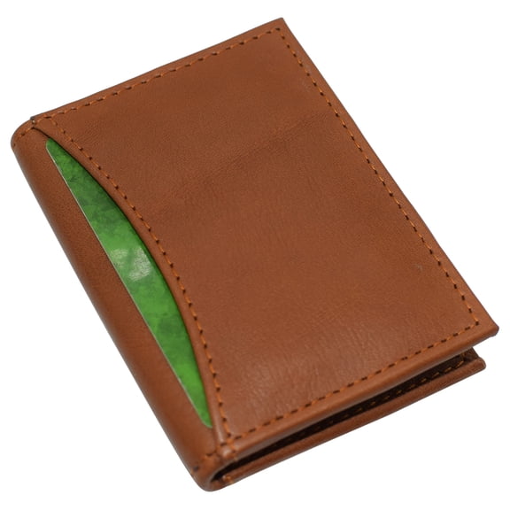 RFID Blocking Slim Card Wallet Bifold Card Case Genuine Leather Front Pocket Wallet Minimalist Credit Card Holder Tan