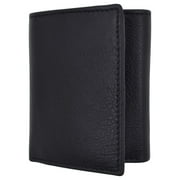 RFID Blocking Slim Classic Trifold Credit Card ID Genuine Leather Wallet Gift Box Black