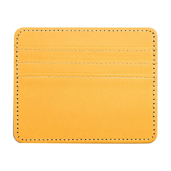 RFID Blocking Slim Credit Card Wallet, Minimalist Front Pocket Leather Card Holder, Multi Slot Thin Pocket Document Case, Compact Anti Skimming Purse with 3 Card Slots Plus Side Cash Pocket,Yellow
