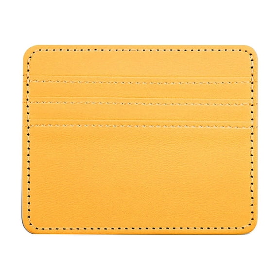 RFID Blocking Slim Credit Card Wallet, Minimalist Front Pocket Leather Card Holder, Multi Slot Thin Pocket Document Case, Compact Anti Skimming Purse with 3 Card Slots Plus Side Cash Pocket,Yellow