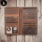 RFID Blocking Slim Long Bifold Vintage Leather ID Credit Card Holder Long Wallet