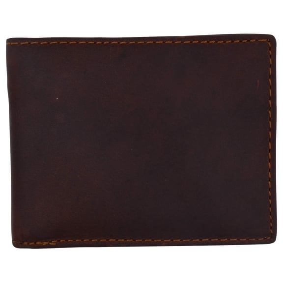 RFID Blocking Slim Thin Bifold Credit Card ID Vintage Leather Wallet for Men Box Brown
