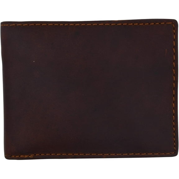 RFID Blocking Slim Thin Bifold Credit Card ID Vintage Leather Wallet for Men Box Brown