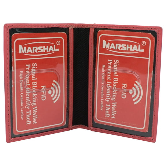 RFID Blocking Slim Thin Genuine Leather 2 ID Window Mini Wallet Holder Bifold Driver's License Safe