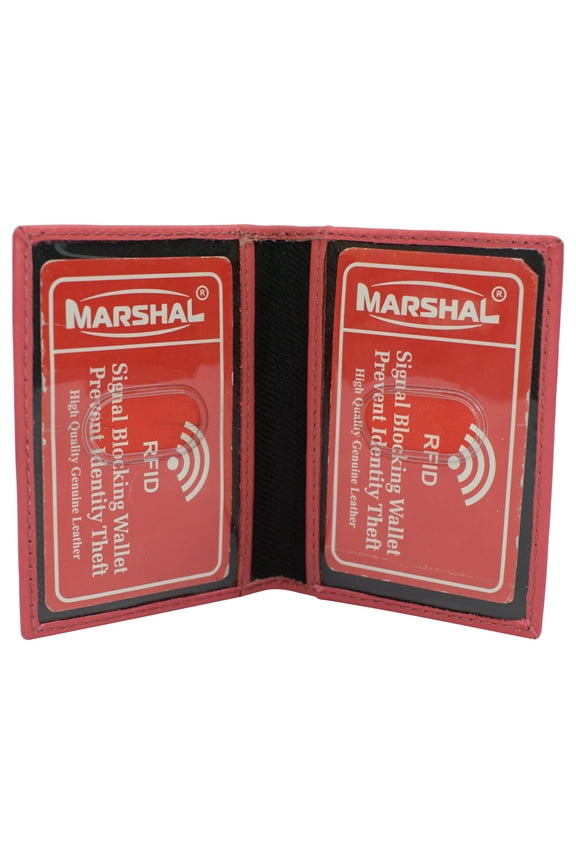 RFID Blocking Slim Thin Genuine Leather 2 ID Window Mini Wallet Holder Bifold Driver's License Safe