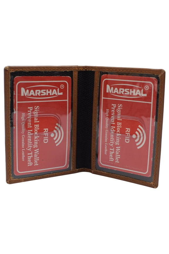 RFID Blocking Slim Thin Genuine Leather 2 ID Window Mini Wallet Holder Bifold Driver's License Safe