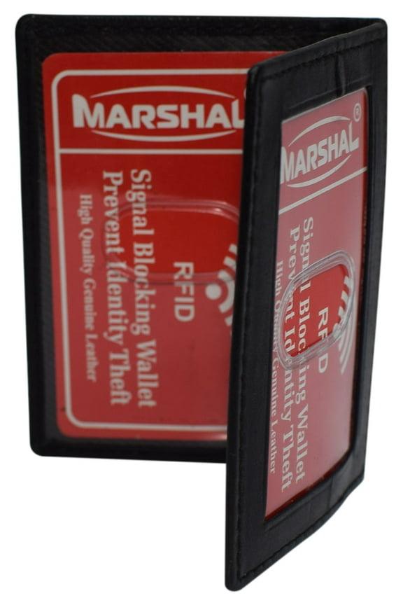 RFID Blocking Slim Thin Leather Credit Card Triple ID Window Mini Wallet Bifold Driver License Safe