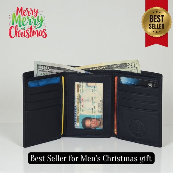 RFID Blocking Slim Trifold Wallet for Men's Genuine Leather by Leatherboss