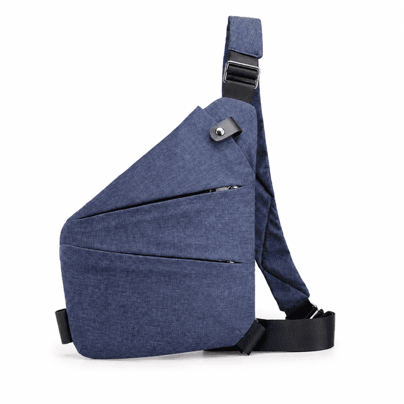 RFID Blocking Sling Bag for Men and Women, Right Shoulder Crossbody Chest Bag with Anti-Theft Alloy Buckle, Lightweight Travel Daypack with Multiple Zipper Pockets Blue