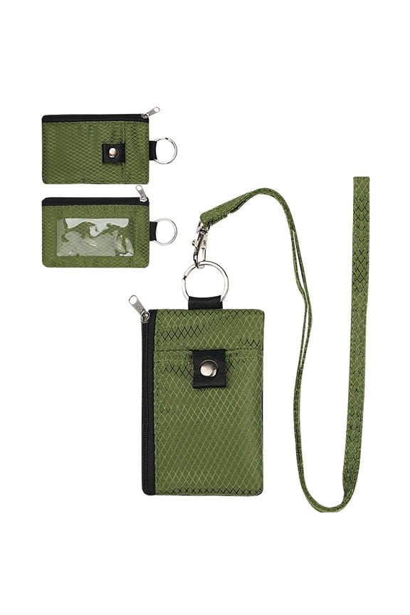 RFID Blocking Small Wallet with ID Window Waterproof Zipper Card Holder with Lanyard Keychain Multi Functional Coin Purse