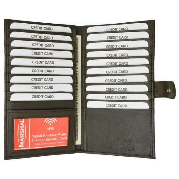 RFID Blocking Soft Premium Leather Bifold Credit Card ID Holder with Button Closure