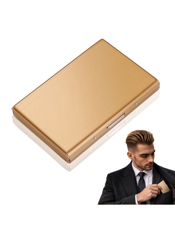 RFID Blocking Stainless Steel Metal Credit Card Holder – Slim Hard Case Wallet for Men & Women