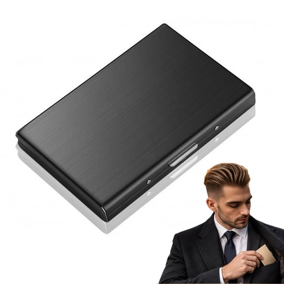 RFID Blocking Stainless Steel Metal Credit Card Holder – Slim Hard Case Wallet for Men & Women