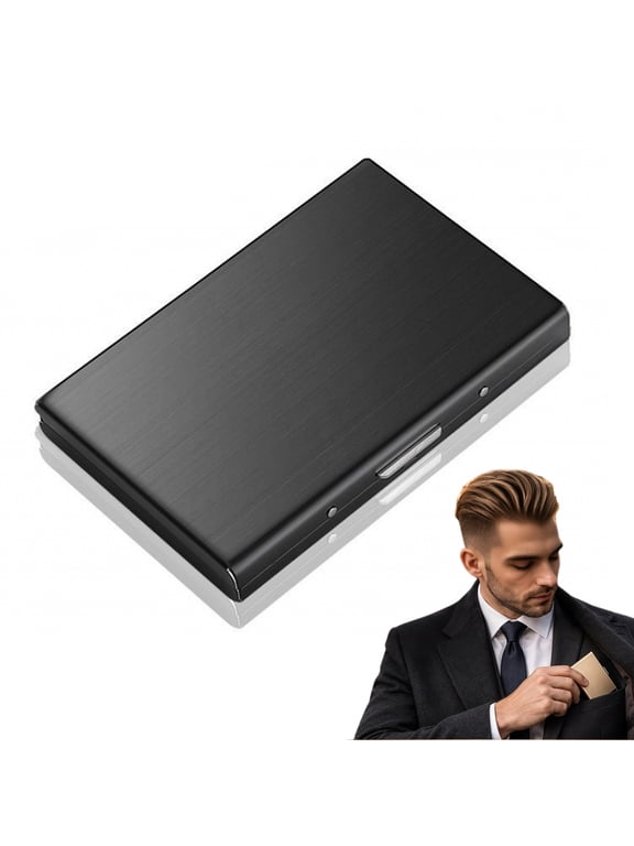 RFID Blocking Stainless Steel Metal Credit Card Holder – Slim Hard Case Wallet for Men & Women