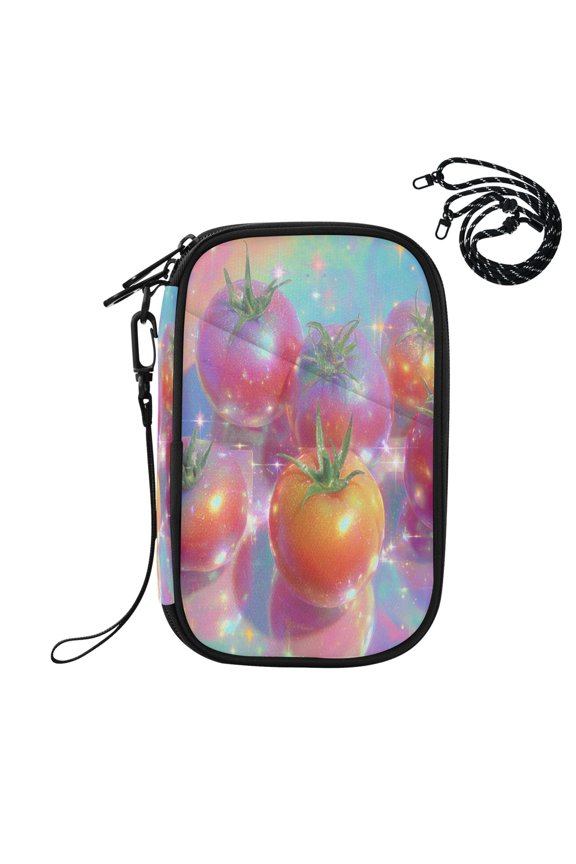 RFID Blocking Travel Passport Wallet Adorable Glowing Tomatoes Water Resistant Document Organizer, Multi Pockets Anti-Theft Card Holder with Detachable Strap for Travel Vacation