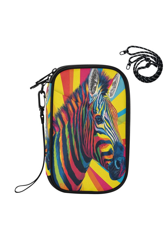 RFID Blocking Travel Passport Wallet Art Illustration Of A Zebra Water Resistant Document Organizer, Multi Pockets Anti-Theft Card Holder with Detachable Strap for Travel Vacation