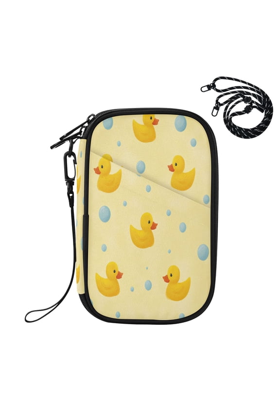 RFID Blocking Travel Passport Wallet Bath Duck Print Water Resistant Document Organizer, Multi Pockets Anti-Theft Card Holder with Detachable Strap for Travel Vacation